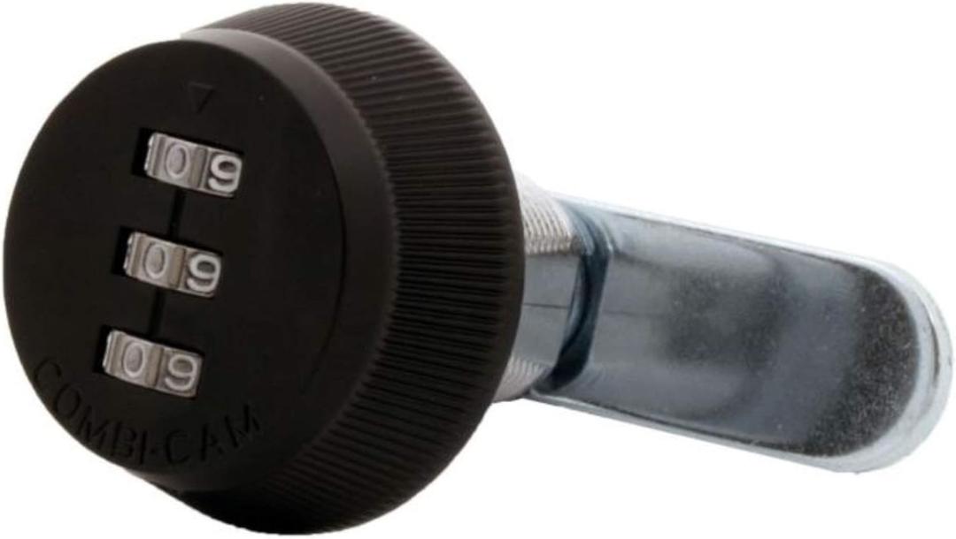 Combi-Cam Combinated Lock 7850R - Medium Black Cam Lock | Keyless 3-Dial Pick-Proof Security Lock | Metal Locks for lockers, Doors, Drawers, Cabinets, & More | Versatile, Durable, & Rust Resistant
