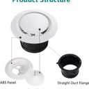 4 inch ABS Adjustable Air Vent White Round Soffit Exhaust Vent for Inline Duct Fan Outlet Vent(3.74 Inch, Front Panel:5.9 Inch)