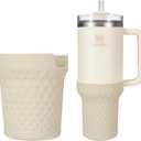 Silicone Boot for Stanley Cup 40oz,Beige Boot Sleeve Cover Fit with Stanley H2.0 and Quencher Adventure Tumbler Accessories (Cream, 40 oz)