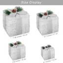 Lighted Gift Boxes Set of 4,Pre-lit LED Light Up Christmas Boxes Present Boxes Ornament for Tree,Outdoor Tinsel Boxes Decoration for Indoor Christmas Home Yard Lawn Decor (White)