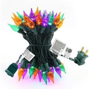Halloween String Lights 19ft 70 LED Fairy Lights ETL Certified for Indoor Outdoor Patio Xmas Tree Party Decor Orange Purple Green Color Lights Halloween