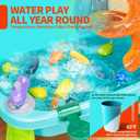 Pupu Pig Water Table Play Sink Toys for Toddlers, Kids Play Kitchen Sink with Running Water, 360 Electric Faucet, Floating Fishing Game, Sensory Water Table Toys for Boys Girls Summer Gifts