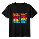 HELLO MEOW Field Day Shirts for Kids with Cute Graphic Crewneck Cotton T-Shirt for Boys & Girls (5-8 Years) (US, Age, 6 Years, 7 Years, Black Rainbow Font)