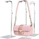Purse Display Stand Adjustable Height Silver Purse Rack for Handbags Necklaces Scarves Hats & Headphones 14" - 24" Purse Hanger Shelf for Retail Display