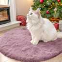 OLANLY Blush Round Rugs for Bedroom - Machine Washable, 2 ft Circle Area Rugs for Living Room, Soft and Fluffy Shaggy Carpet for Teen Girls and Boys, Nursery Rooms, Dorms, Home Decor Aesthetic