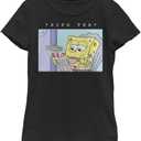 Nickelodeon Spongebob Squarepants Bob Sips Truth Girls Short Sleeve Tee Shirt (Medium, Black)