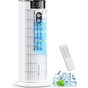 Portable Air Conditioners, 4 in 1 Evaporative Air Cooler, 1000ML Tower Fan with Remote, 3 Wind Speeds&Turbo Mode, 25ft/s, 2 Cool Mist,10H Timer, 90° Oscillation Portable AC for Home, Office(White)