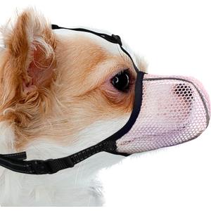 Dog Muzzle, Breathable Soft Muzzle for Extra Small Dogs to Anti & Prevent Barking Biting Chewing, Reflective & Adjustable Basket Muzzle with Air Mesh for Dachshund Pink XS (XS, Pink)