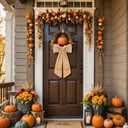 2 Pcs Fall Wreath Sash for Front Door Embroidery Monogram Pumpkin Ribbon Sash for Fall Thansgiving Yard Porch Decor (Letter S)