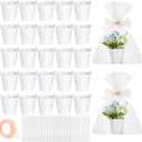 Domensi 50 Pcs Wedding Mini Metal Buckets with Handle 1.65 x 2.05 x 2.36 Inch Mini Tin Buckets White Bucket White Metal Pails Gift Packaging Set for Easter Decorations Party Favors Bridal Craft