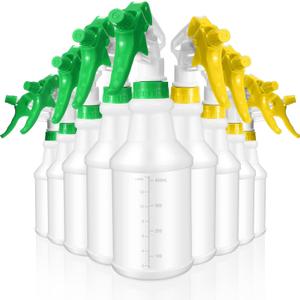 10 Pack Spray Bottles 16 oz Empty Water Spray Bottles for Cleaning Heavy Duty Refillable Squirt container with Measurements Adjustable Nozzle for Household(Yellow,Green,Stylish Style)