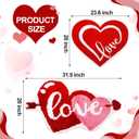 FuWeave 2 Pcs Valentine's Day Bathroom Rug Heart Shaped Mat Tufted Valentines Bathroom Mat Decor Non Slip Floor Soft Absorbent Red Rugs for Shower Kitchen Living Room, 31.5x20'', 23.6x20''