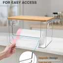Trash Bag Holder, Acrylic Garbage Bag Dispenser with Bamboo Top, Extra Large Trash Bags Dispenser Under Sink for Kitchen, Pantry, Laundry Room, Cabinet Organizer and Storage (1 PACK)