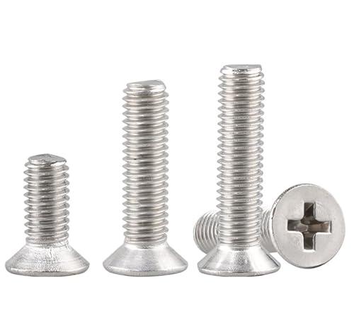 50pcs M3.5-0.6x10mm Phillips Flat Head Machine Screws, Stainless Steel 304 (18-8), UNC Coarse Thread, Countersunk Head Machine Screws
