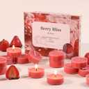 DEVI Strawberry Scented Tealights Candles 48 Pack, 3.5-4 Hours Natural Palm Tea Candles Bulk for Home Scented, Red Small Votives with Essential Oils for Home Aromatherapy, Gifts