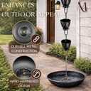 Monarch Rain Chains Rain Chain Basin 12 Inch Hand Hammered Anchor Bowl for Gutters, Matte Black Decorative Anchoring Basin for Outside, Garden, Lawn & Patio Water Feature, Downspout Catcher Basins
