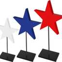 3 Pcs 4th of July Day Table Signs Decoration Patriotic Decorations Wooden Star Table Decoration Independence Day Blocks Tiered Tray Decor Freestanding Table Signs