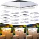 Mlambert 16 Pack Solar Post Cap Lights Outdoor - 3 Lighting Modes Waterproof LED Solar Post Lights Fit 3.53.5 Wood/44 Vinyl Fence Deck Posts, White