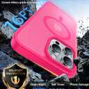 Magnetic for iPhone 15 Pro Max Case, [Compatible with MagSafe][Military-Grade Drop Protection][Anti-Yellowing] Shockproof Translucent Matte Cover for iPhone 15 Pro Max Phone Case,Hot Pink