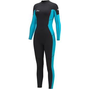 Hevto Women Wetsuit 3/2mm Neoprene Wet Suit Keep Warm in Cold Water for Surfing Swimming Diving (10S, W1-3/2mm-Black Zip-Blue)