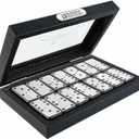 Bucher&Rossini Metal Surface Dominoes Set Double 6 - Classic Black Domino's Game Set with Silver Metal Surface Dominos Set for Adults and Kids Ideal Gift for Domino Players or Family Game Night