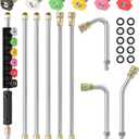 Sealegend 8FT Pressure Washer Extension Wand for Gutter Cleaning, Upgrade Power Washer Accessories with 6 Spray Nozzle Tips, 3 Gutter Cleaner Attachments Curved Rod, 1/4" Quick Connect, 4000 PSI
