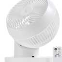 IRIS USA WOOZOO Air Circulator Fan with Remote, 360 Oscillation, 3 Speeds, 75ft Max Air Distance, Quiet Motor, Small Fan for Bedroom, Office, Dorm, White, DESK TOP
