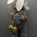 DR.DUDU 4FT Outdoor Easter Decorations for Porch & Home, Extra Large Easter Bunny-Sisal Rabbit, Standing Tall Bunny Statue with Eggs for Outside, Spring Decor (Boy)