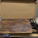 JSB Small Folding Computer Desk with Storage Bag and Hook Writing Modern Industrial Work Table Laptop for Home Office White (Rustic & Brown, 23.6")