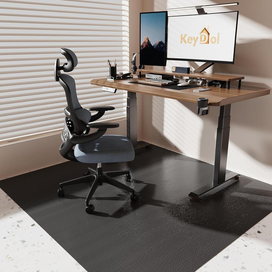 [Thickened to 2.0mm] 60"x 75" Office Chair Mat for Hardwood, Vinyl Computer Floor Mat, Anti-Slip Desk Mats for Hardwood, Easy to Clean Office Chair Floor Protector, Durable Rolling Chair Mat (Black)