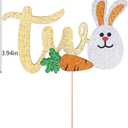 Two Cake Topper,Easter Bunny Cake Topper2nd Birthday Cake Decor,Boys and Girls 2nd Birthday Party Decorations supplies