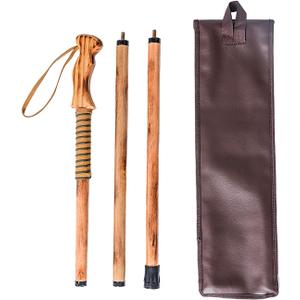 3-pc Detachable Hardwood Walking Stick Pine Handle with Compass (Nature Color, 55 Inches, 1 Piece)