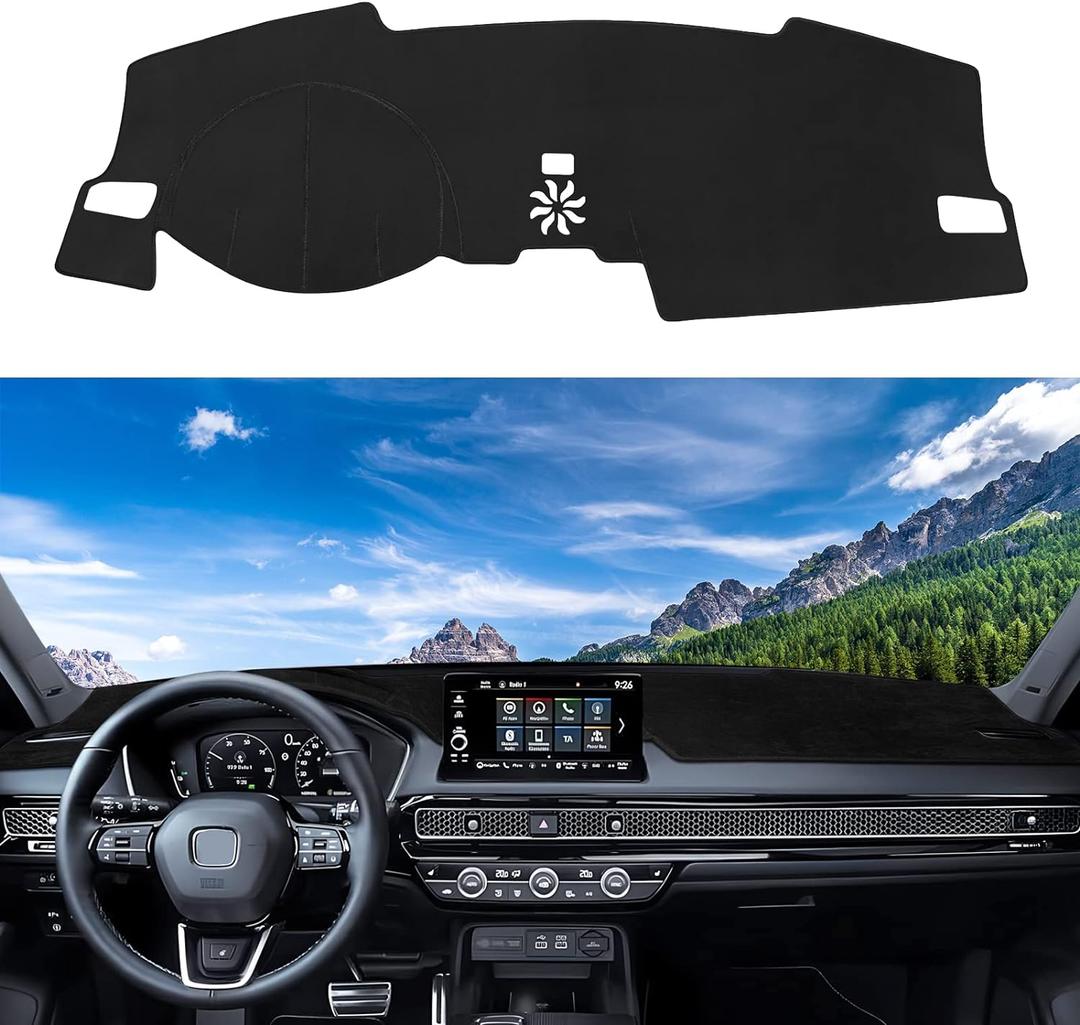 Dashboard Cover Mat Custom Fit for Honda Civic 2022 2023 2024 2025 Dash Cover for 11th Gen Nonslip Dash Mat Protector Sunshade No Glare Black