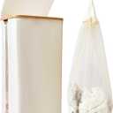 100L Laundry Basket with Lid, Clothes Hampers for Laundry with Bamboo Handles Large Foldable Laundry Hamper with Removable Inner Bag for Laundry Room, Bathroom, Bedroom and Dorm - Beige