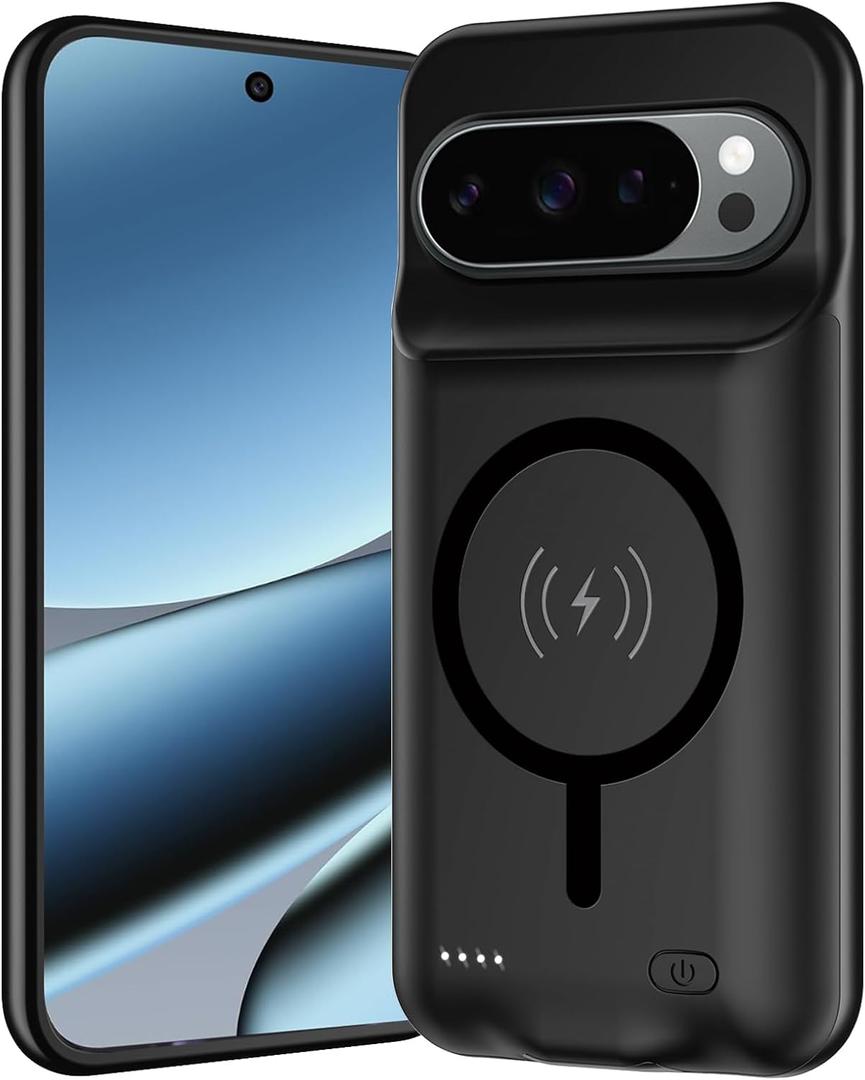 Battery Case for Pixel 9/10 Pro XL, Upgraded 10000mAh Battery Pack Rechargeable Charger Case with Wireless Charging Compatible for Pixel 9/10Pro XL(6.8 inch) External Charging Cover(Black)