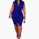 IyMoo Women's Sexy Plus Size Bodycon Sleeveless Drawstring Ruched Mini Club Dresses
Size XL