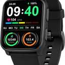 MorePro Fitness Tracker with 24/7 Heart Rate & Blood Pressure Monitor, Blood Oxygen & Sleep Tracker, Smart Watch with Step Calorie Counter, IP68 Waterproof Activity Tracker for Women Men Android iOS (Black)