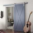 SMARTSTANDARD 6.6 Feet Brushed Nickel Sliding Barn Hardware Kit-Sturdy Silvery Track-Smoothly and Quietly-Simple and Easy to Install-Fit 36"-40" Wide Door Panel (I Shape Hanger)