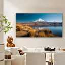 Landscape Canvas Wall Art Large Blue Lake and Mountain Artwork 20"x40"
