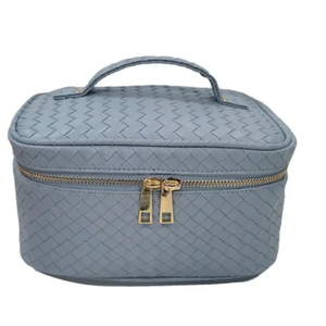 Makeup Bag 1 Pc Cosmetic Bag Set Portable Travel Cosmetic Bag Multifunction Organizer Storage Bag Weave Toiletry Bag for Women, Light Blue
