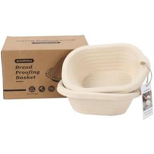 2 x 8 inch Pulp Oval Sourdough Banneton Bread Proofing Basket Baking Supply with Linen Liners for Professional and Homemade Artisan Bread