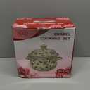 Retro Flower Enamel Stockpot with Lid,Stockpots for Cooking (5L-Blue Rose) (Multi Rose-5QT)