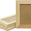 Creative Hobbies Pack of 6 - Unfinished Solid Pine Wood Picture Frames For Arts & Crafts, DIY Painting Project - Stand or Hang on the Wall - (8x6 Frame Size Holds 6x4 Pictures) For Adults and Kids