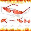 EBOOT 4/8 Pairs Fire Flame Glasses Rimless Flame Fire Sunglasses for Women Men Summer Beach Wedding Bridal Shower Party Decor (Red)