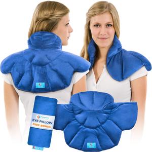 PhysioNatural Microwavable Heating Pad  for Instant Relief and Relaxation in Cases of Muscle Pain, Tension and Stress, Aches, Spasms, Stiffness, Migraines, and Headaches - Unscented (1 Count (Pack of 1), Blue)