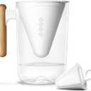 Soma by Full Circle 10-Cup Water Filter Pitcher - Beautiful Water Dispenser with Sustainable Bamboo Handle, Coconut Shell Activated Carbon Filter