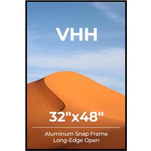 VHH 32x48 Snap Poster Frame,1 Pack,Lightweigt Black Coated Aluminum with Plexiglass, 32x48-1pc