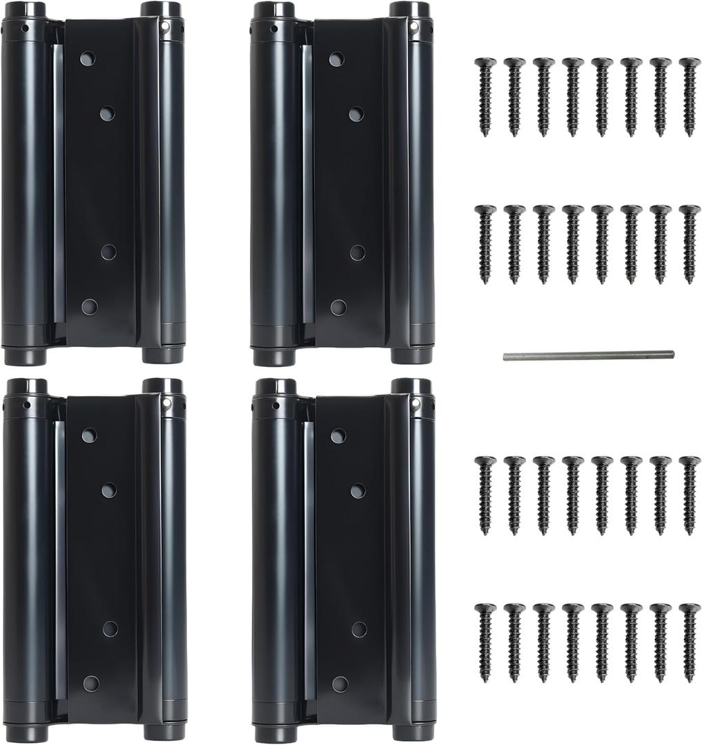 6inch Double Action Spring Hinges, Self Closing Door Hinges for Cafe Saloon Pub Swinging Doors, 201 Stainless Steel, Including Pins and Screws, 4Pack