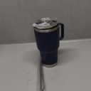 30 oz Tumbler With Handle, Double Wall Stainless Steel Vacuum Insulated Travel Mug with Splash-Proof Lid Metal Straw and Brush (Navy)