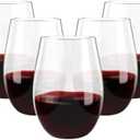 FOCUSLINE 11 Pack 16 Oz Plastic Wine Glasses, Stemless Plastic Wine Cups Heavy Duty, Unbreakable Disposable Glasses for Wedding or Party